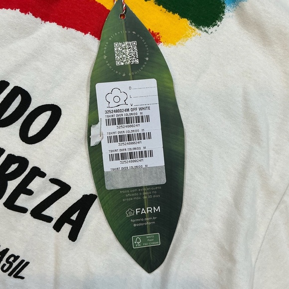 FARM Rio “Colorido Por Natureza” Parrot Graphic Tee Off White Size M NWT - Picture 9 of 12